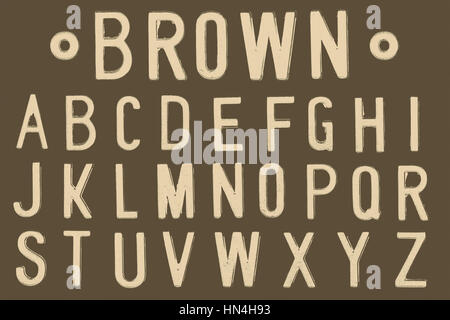 Brown Font, Retro style font face or Font type letter A to Z Stock Photo