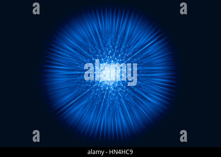 CG model structure form of Nucleus Atom Nuclear explode bomb emit x-ray radiation or light injection of magnetic fields and particles from the central Stock Photo