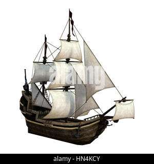 3D rendering of a pirate ship isolated on white background Stock Photo