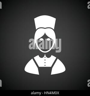 Hotel maid icon. Black background with white. Vector illustration. Stock Vector