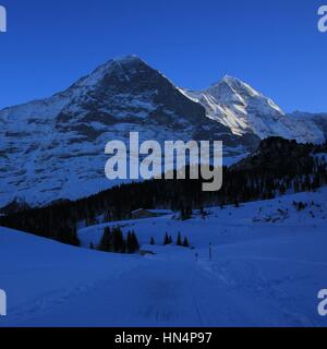 Famous Eiger north face in winter, Switzerland. Stock Photo