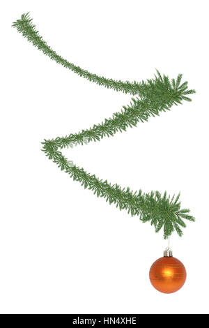 Spiral garland made from fir twigs with Christmas ball Stock Photo