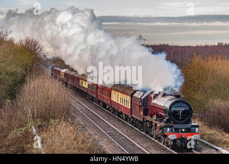 LMS Princess Class 8P 4-6-0 no 46201 Princess Elizabeth  hauling the Railway Tours Company ' Yueltide Express ' from Liverpool to York, Stock Photo