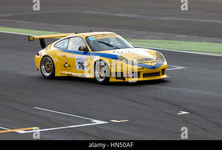 John Clonis driving a 2001, Porsche 996 GT3 RS during the 90's Endurancer legends demonstration at the 2016 Silverstone Classic Stock Photo