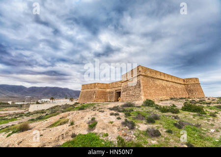 HDR image of Castle of San Felipe in Cabo de Gata natural park, Almeria province, Andalusia, Spain Stock Photo