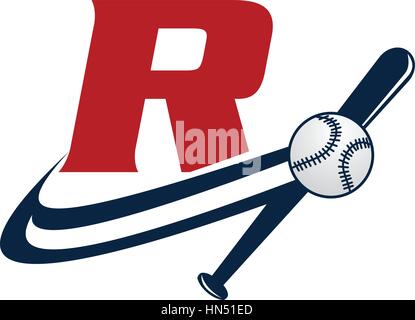 Base Ball Letter R Stock Vector