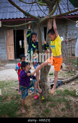 Always smiling and playful kids in Laos. Stock Photo