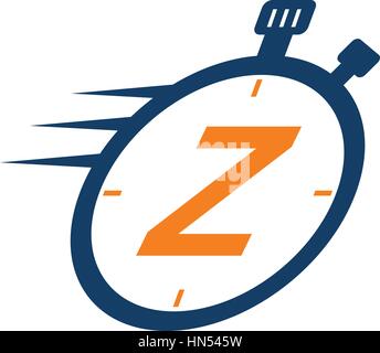 Letter Z Stopwatch Logo Stock Vector