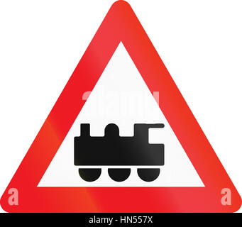 Level Crossing Without Barrier Road Sign On White Background Stock Photo Alamy