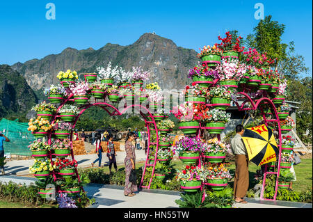 Myanmar (ex Birmanie). Kayin State (Karen State). Around Hpa An. Floral Park Stock Photo