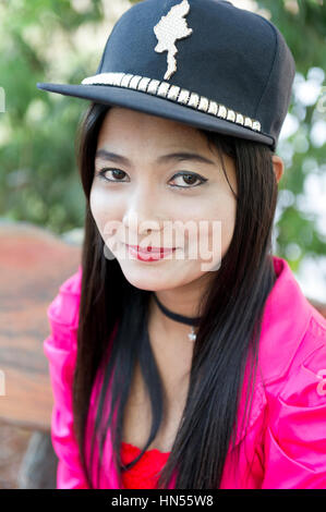 Myanmar (ex Birmanie). Kayin State (Karen State). Hpa An.  Portrait of a young Burma girl Stock Photo