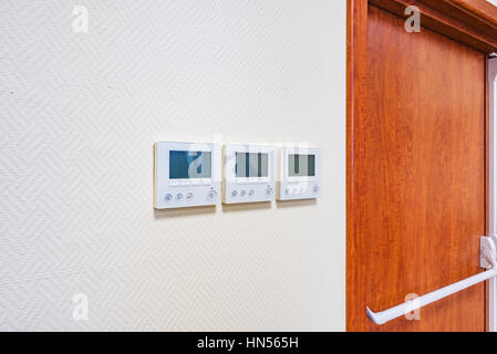 Wall display of the air temperature. Stock Photo