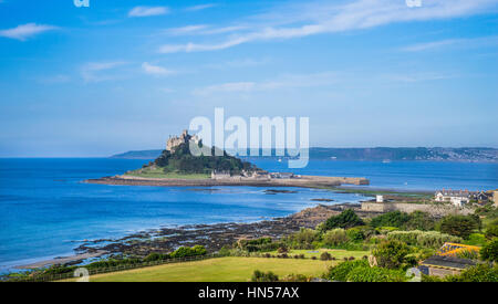 United Kingdom, South West England, Cornwall, view of Marazian and St. Michael's Mount Stock Photo