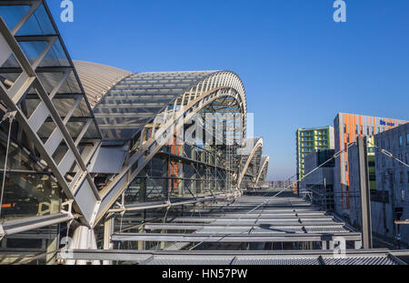 Steel roof of the modern railway station of Leuven, Belgium Stock Photo