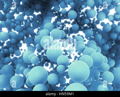 Blue cells science background.3d Spheres Stock Photo