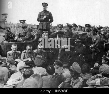 ALEXANDER KERENSKY (1881-1970) addressing soldiers as Russian Minister of War in May 1917. Photo: SIB Stock Photo