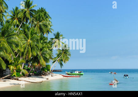 A remote Derawan islands located in  Sangalaki archipelag on the East Kalimantan. The are rich coral reefs, turtles and scholing fish. Indonesia Stock Photo