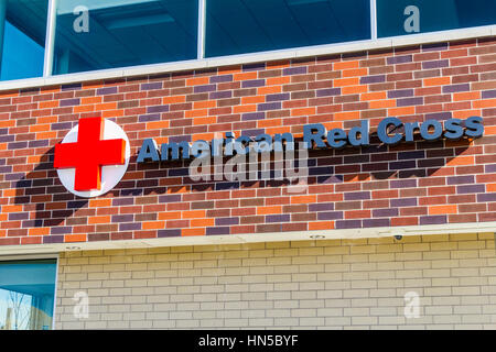 Indianapolis - Circa February 2017: American Red Cross Disaster Relief HQ. The American National Red Cross provides emergency assistance and disaster  Stock Photo