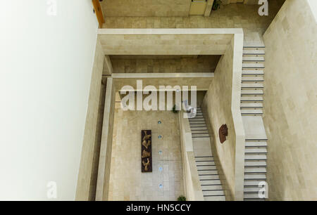 Modern marble staircase in public building, floor, floors, hall, Spain. Stock Photo