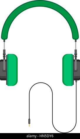 Realistic green headphones on a white background in a flat design Stock Vector