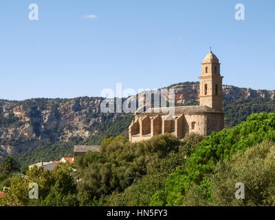 Cap Corse, France: coastal landscape and forest of Cap Corse Stock Photo