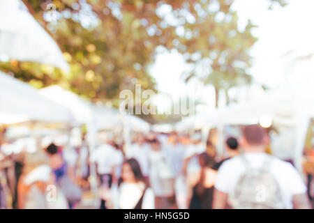 abstract blur day outdoor market booth for background Stock Photo