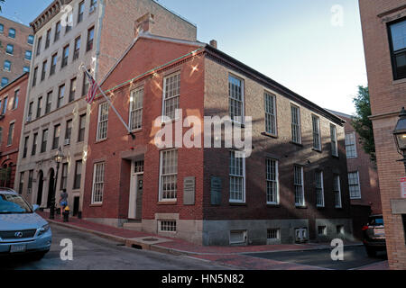 The Abel Smith School, Joy St, on the Black Heritage Trail, Beacon Hill, Boston, Massachusetts, United States. Stock Photo