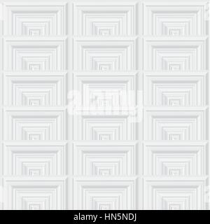 Abstract geometric pattern. Square shape abstract decorative architectural panel seamless vector background. Grey brick texture. Stock Vector