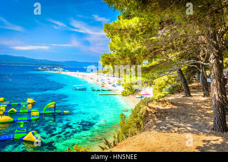 Famous adriaticc beach Zlatni rat, Island Brac, Croatia. Stock Photo