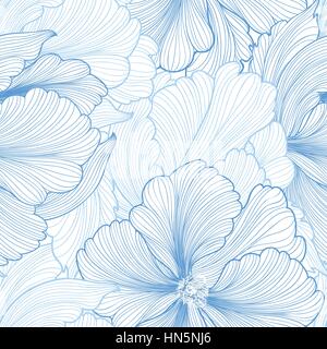 Floral seamless background. Vector pattern with beautiful peony flower. Gentle flourish background with pastel colors. Seamless patterns can be used i Stock Vector