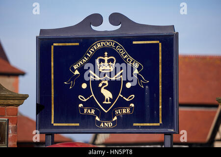 entrance sign of  Royal Liverpool Golf Club in Hoylake, Wallasey, Merseyside, Wirral, England, UK. Stock Photo
