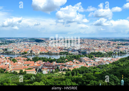 View of Prague from the Petřín Lookout Tower Stock Photo