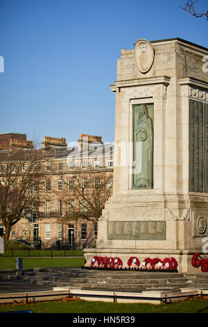 Blue sky sunny day at Birkenhead landmark Hamilton Square War Memorial 1925 in Wallasey, Merseyside, Wirral, England, UK. Stock Photo