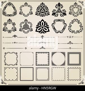 Vintage Set of Square, Round and Horizontal Elements Stock Vector