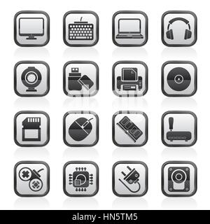 Computer peripherals and accessories icons Stock Vector