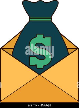 moneybag with envelope icon image Stock Vector