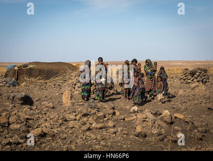Portrait of an Issa tribe family, Afar region, Yangudi Rassa National Park, Ethiopia Stock Photo