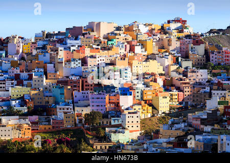 The 'painted hillside', barrio st nicolas, above Vegueta old town, Las Palmas de Gran Canaria, Gran Canaria, Canary Islands Stock Photo