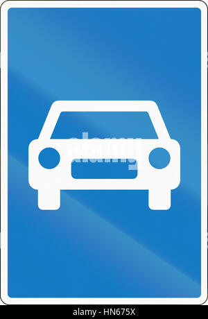 Road sign used in Denmark - Fast-traffic highway, only motor vehicles allowed. Stock Photo