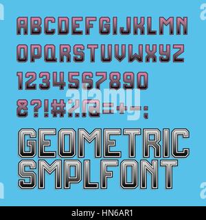 Retro style alphabet font. Cyan and magenta colour. Element for poster, banner or web design. Vector illustration art. Stock Vector
