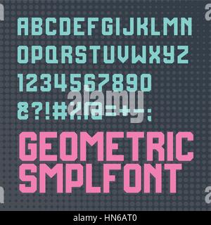 Retro style alphabet font. Cyan and magenta colour. Element for poster, banner or web design. Vector illustration art. Stock Vector