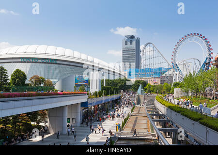 Tokyo - May 27 : General view of Tokyo Dome City, an entertainment district in Tokyo on 27th May 2012. The attractions include the Tokyo dome, an all  Stock Photo