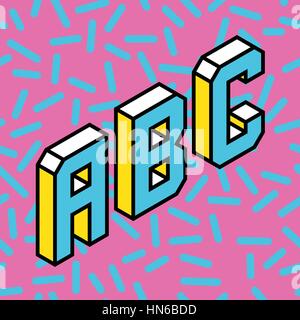 Retro style letter A icon. Cyan and magenta colour. Element for poster, banner or web design. Vector illustration art. Stock Vector