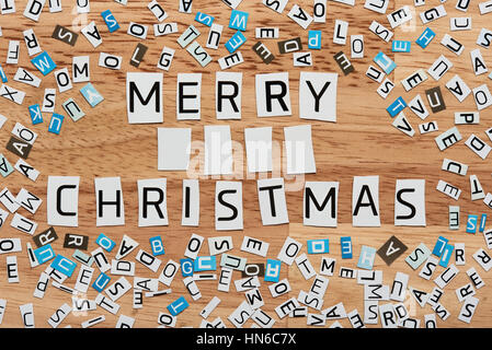 merry christmas words cut out from magazine Stock Photo