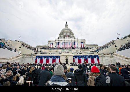 The U.S. Marine Corps band plays at the start of the 58th Presidential Inauguration ceremony for Donald Trump at the U.S. Capitol Building January 20, 2017 in Washington, DC. Stock Photo