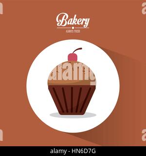 bakery and pastry cupcake always fresh Stock Vector