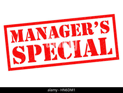 MANAGERS SPECIAL red Rubber Stamp over a white background. Stock Photo