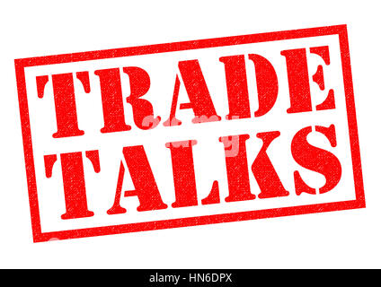 TRADE TALKS red Rubber Stamp over a white background. Stock Photo