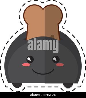 kawaii bread toaster smile cut line Stock Vector