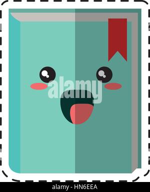 cartoon book library learning cut line Stock Vector